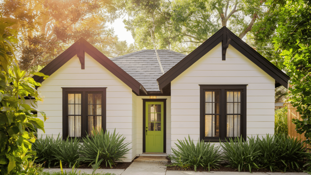 10. Noticeable Black Trim with Lite Lime White House